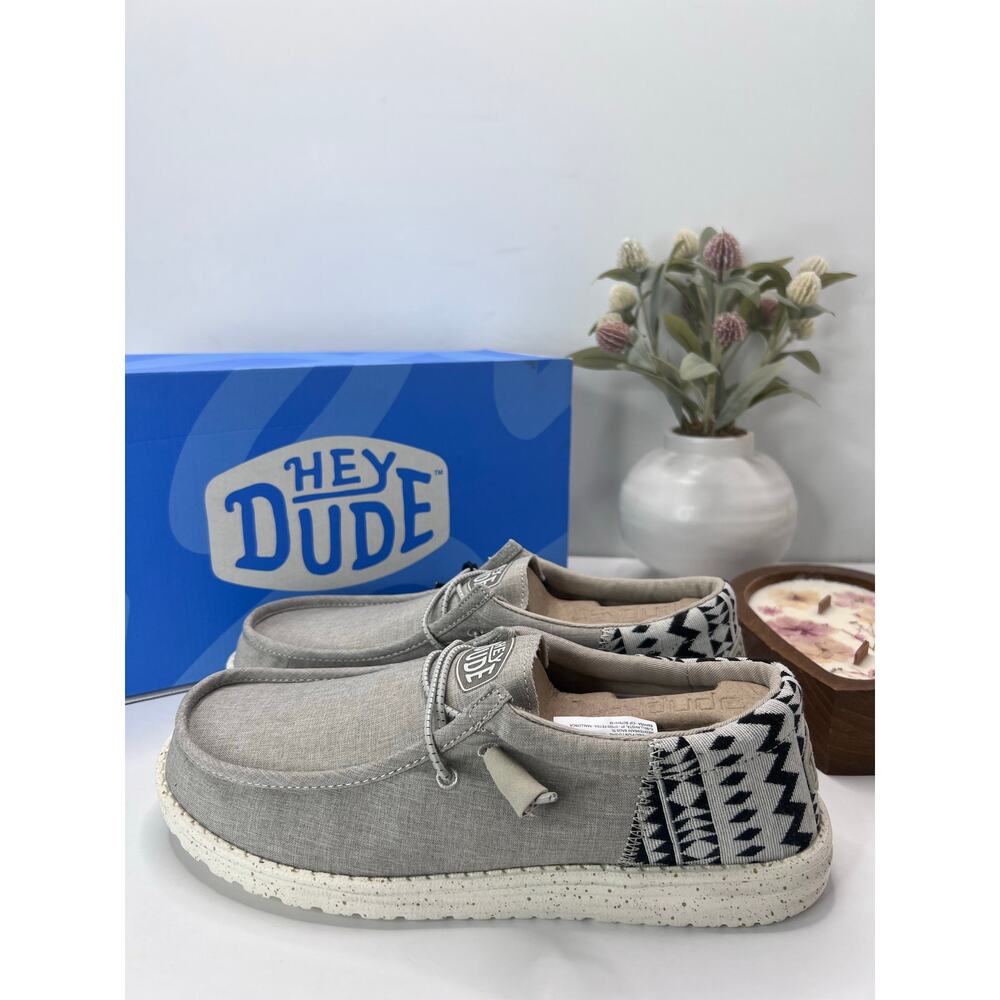 New Hey Dude Wally Funk Jacquard Slip-On Casual Loafers Gray Men's 9 NWB - Picture 1 of 10